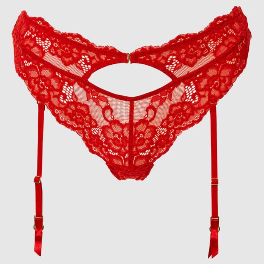 La Senza Lace Cheeky Garter Panty red size medium